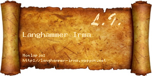 Langhammer Irma névjegykártya